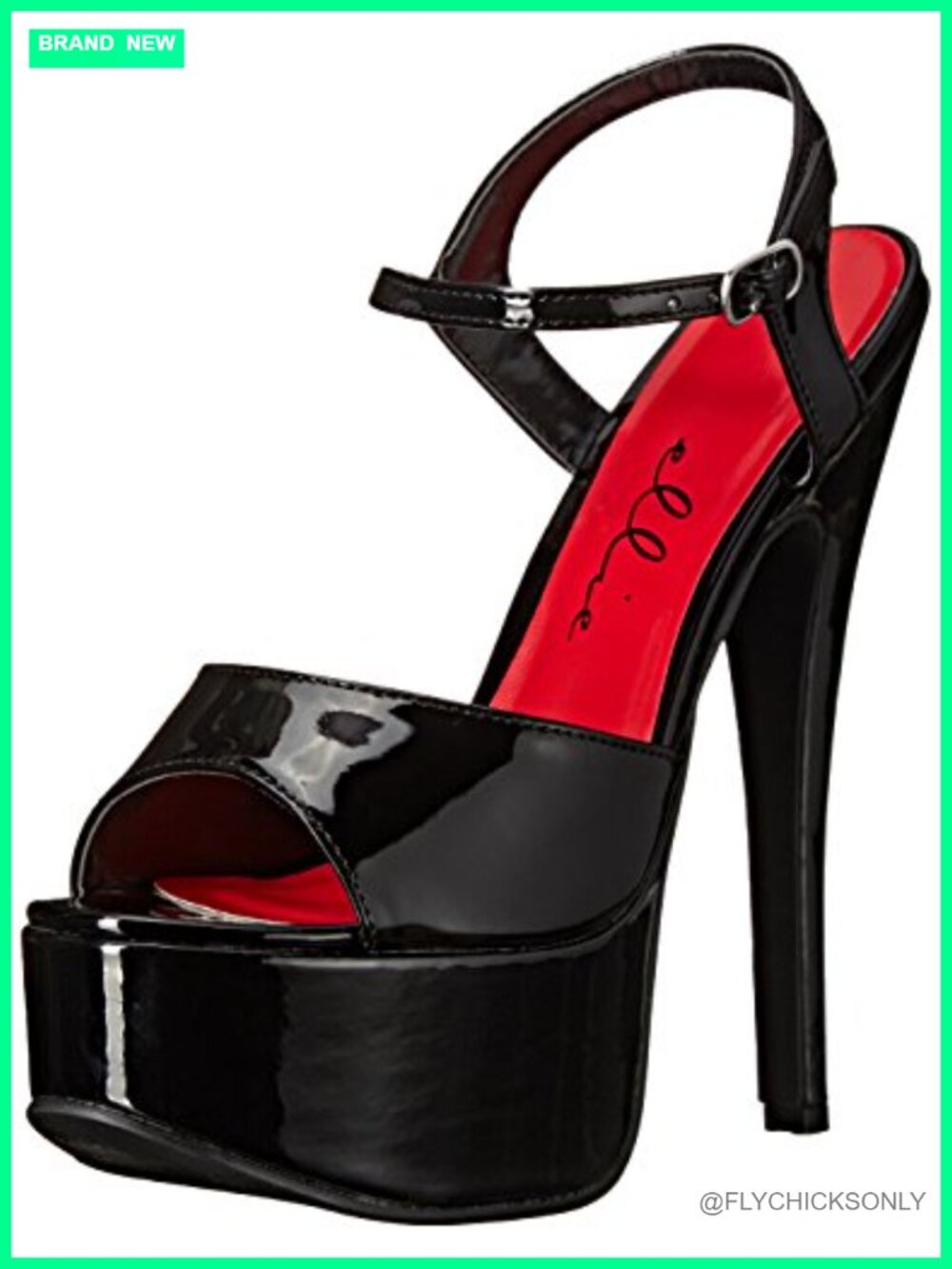 Faux Patent Leather Two-Piece Platform Sandal with Ankle Strap